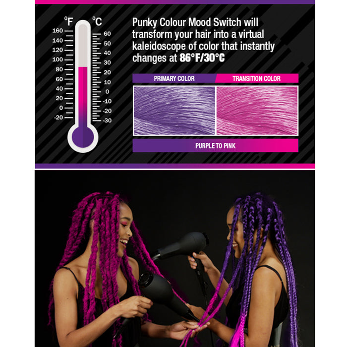 2 Pks Color Change Hair Dye Punky Colour Mood Switch Purple to Pink Temporary
