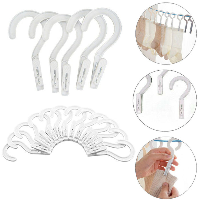 50 Pack Portable Laundry Hooks Clothes Pins Plastic Hangers Home Travel Drip Dry