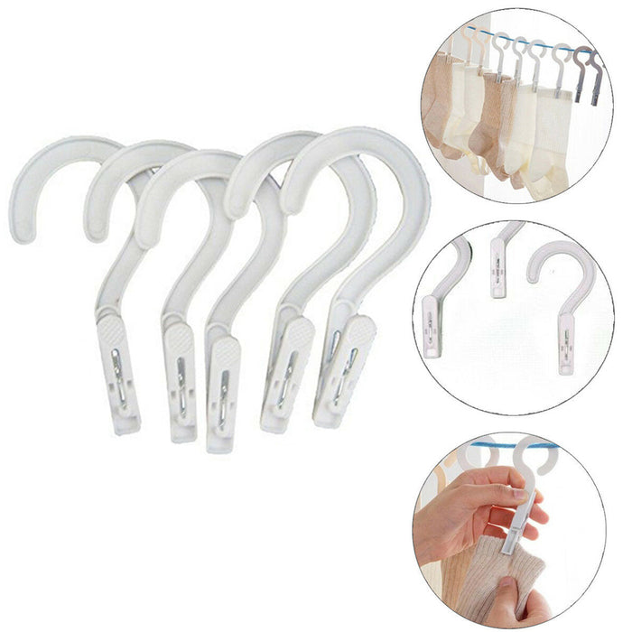 20 Laundry Hooks Clothes Pins Hanging Clips Plastic Hanger Home Travel Portable