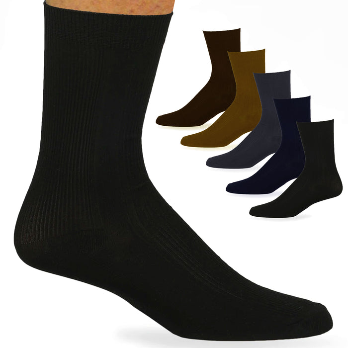 12 Pairs Mens Dress Socks Work Casual Crew Multi Color Wedding Business 10-13