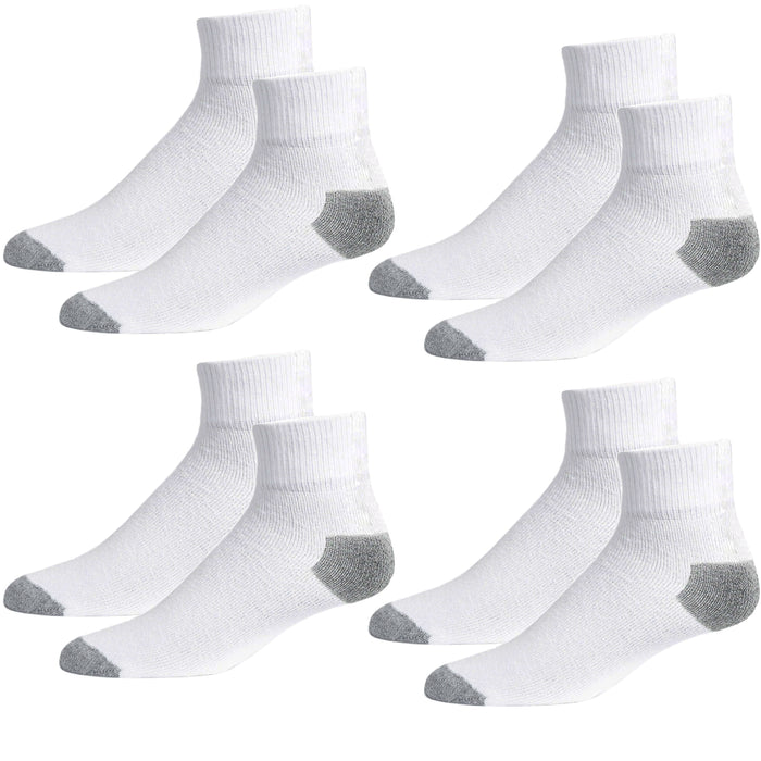 4 Pairs Mens Classic Ankle Socks Quarter Crew Sport Cotton White Grey Size 10-13