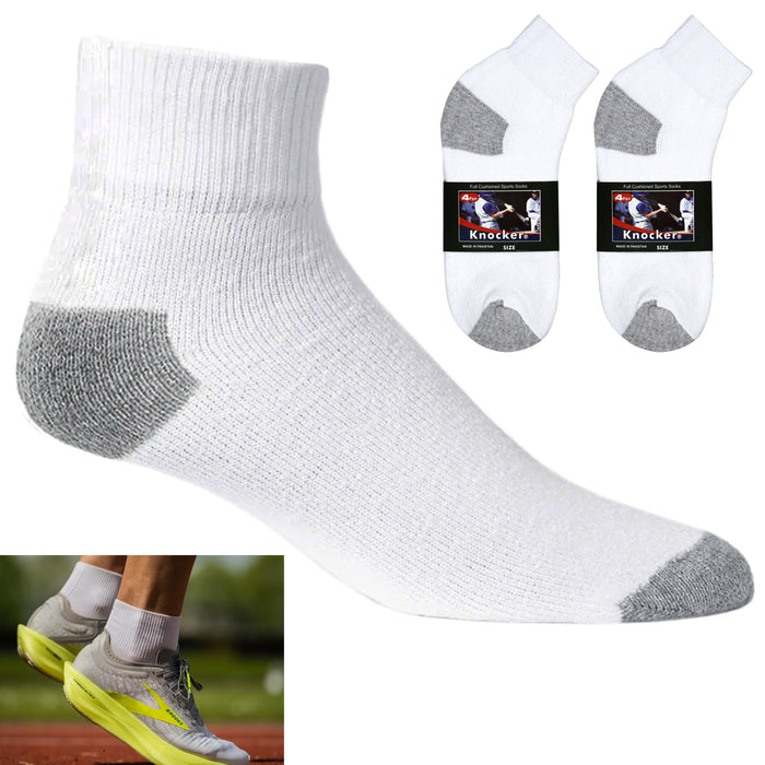 8 Pairs Men's Athletic Performance Running Socks Cotton Casual Wear White 10-13