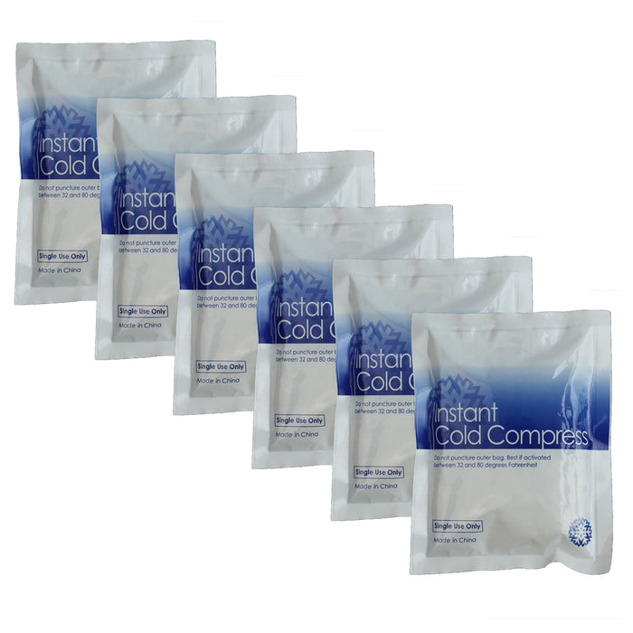 6 Pack Instant Cold Packs Disposable Ice Compress for Sprains Swelling First Aid