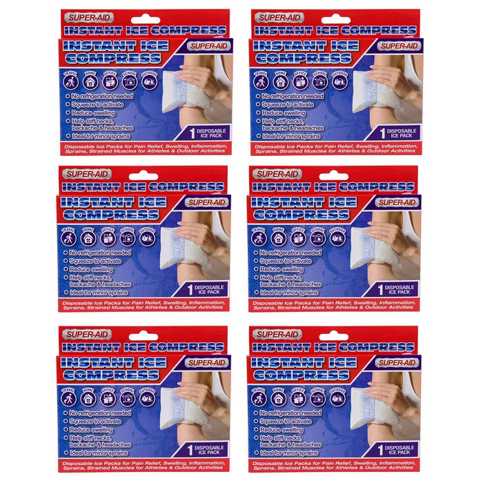 6 Pk Disposable Instant Cold Compress Ice Pack Injury Sprain Cooling First Aid