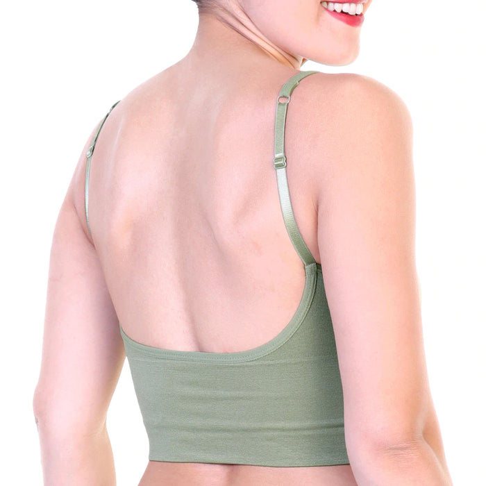 6 Womens Wireless Bralette Padded Bra Seamless Crop Top Low Back Adjustable L-XL