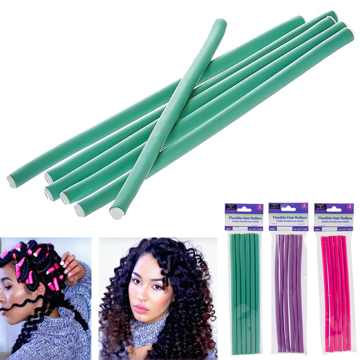 12 Pc Long Slim Flexi Rods Curl Hair Rollers Perm Curlers Foam Bend Salon Small