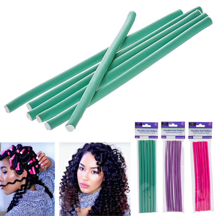 24 Pc Flexi Perm Rods Long Slim Hair Rollers Curlers Foam Bend Curls Salon Small