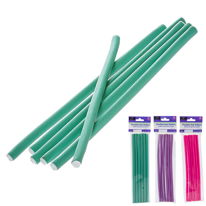 24 Pc Flexi Perm Rods Long Slim Hair Rollers Curlers Foam Bend Curls Salon Small