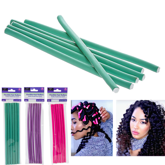 24 Pc Flexi Perm Rods Long Slim Hair Rollers Curlers Foam Bend Curls Salon Small