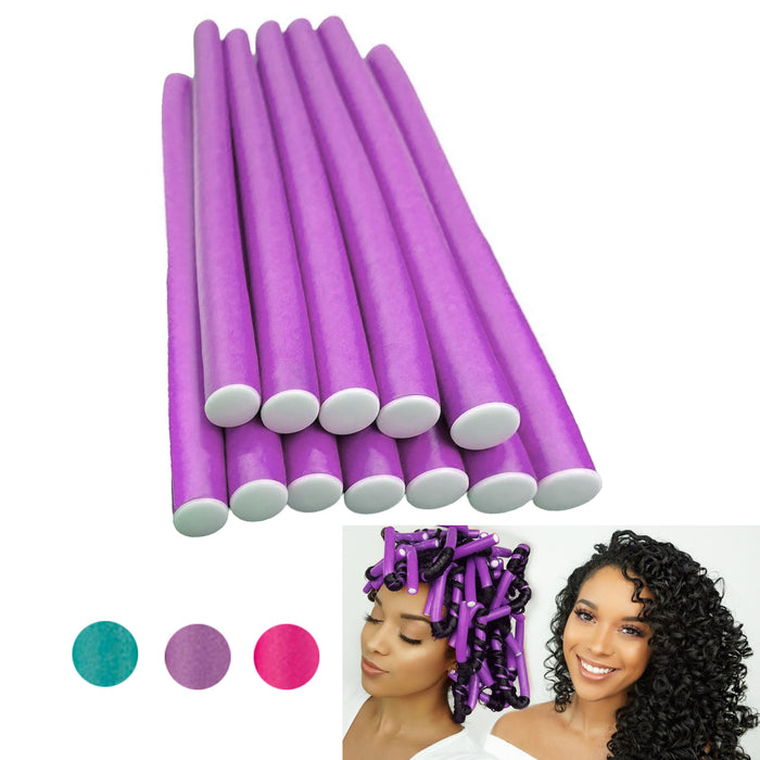 48 Hair Rollers Flexible Curlers Spiral Curls Waves Twist Foam Flexi Rods Medium