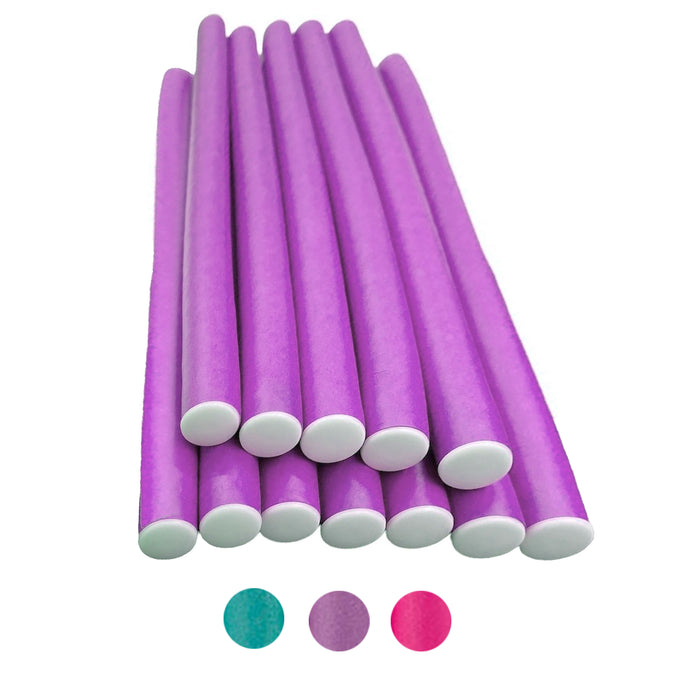 24 Pc Heatless Curlers Hair Rollers Flexible Curl Foam Flexi Rods Bendy Medium