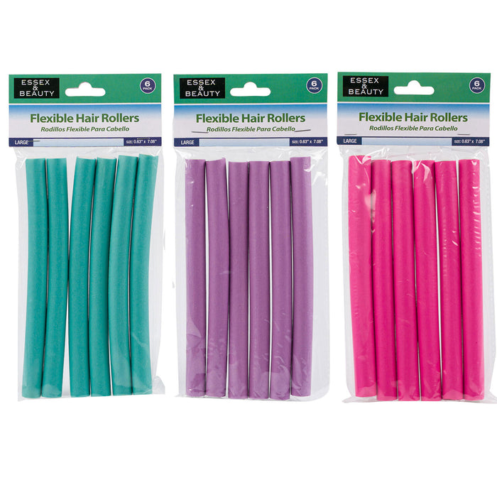 48 Pc Large Hair Rollers Foam Flexi Perm Rods Flexible Salon Curler Bend Curling