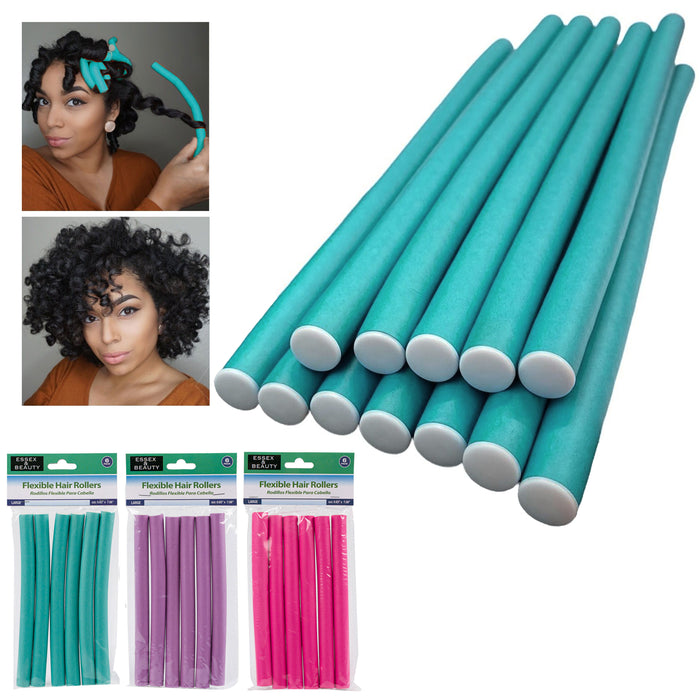 24 Pc Large Foam Flexi Rods Hair Rollers Perm Flexible Curl Salon Curlers Bendy
