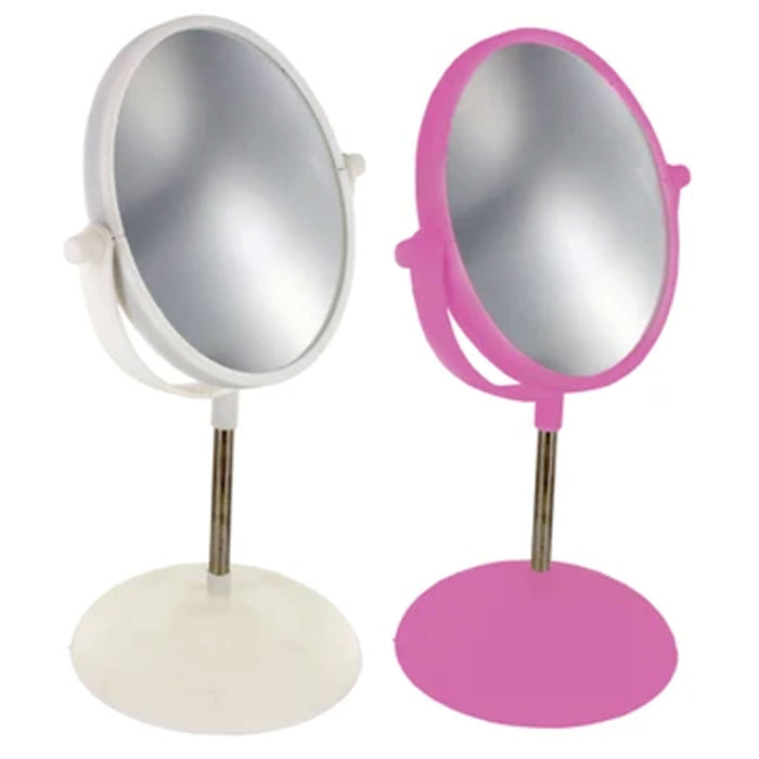 2 Vanity Makeup Mirror 5X Magnifying Tabletop Dual Sided Swivel Round Standing