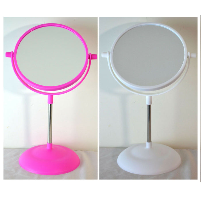 2 Vanity Makeup Mirror 5X Magnifying Tabletop Dual Sided Swivel Round Standing