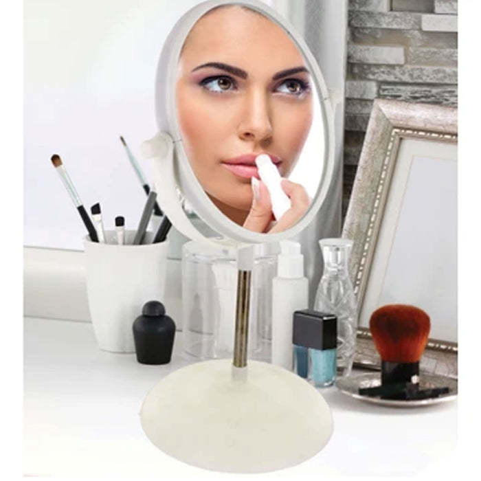 2 Vanity Makeup Mirror 5X Magnifying Tabletop Dual Sided Swivel Round Standing