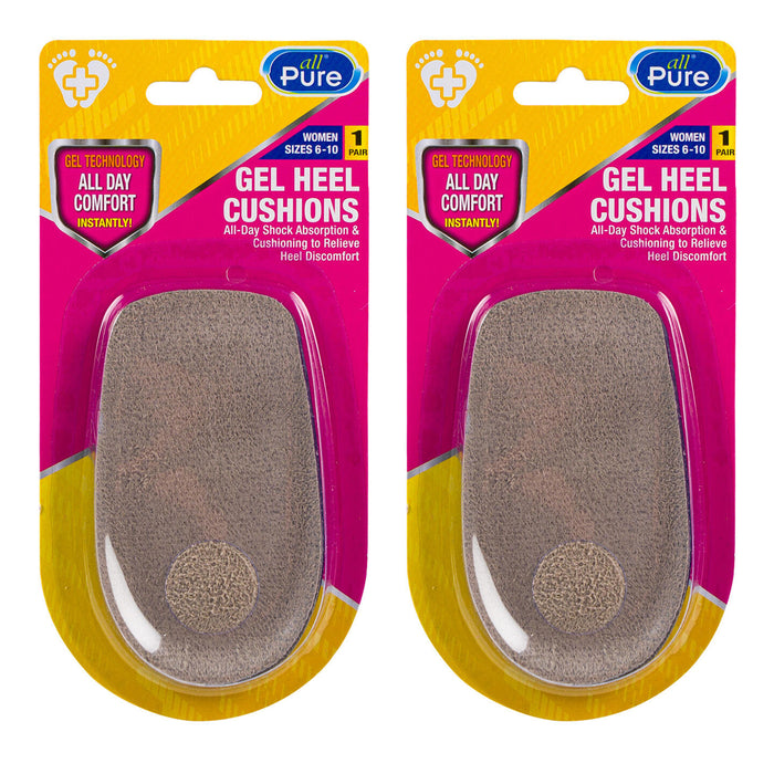 2 Pairs Women Gel Heel Cushion Inserts Half Sole Insoles Pad Comfort Sizes 6-10