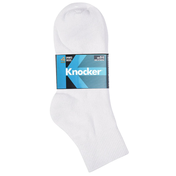 4 Pairs Mens White Performance Sports Socks Ankle Quarter Comfort Cushion 9-11