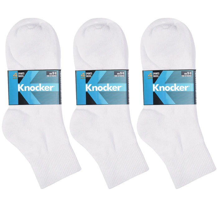 12 Pairs Running Sports Socks Quarter Ankle Low Cut Crew Mens Womens White 9-11