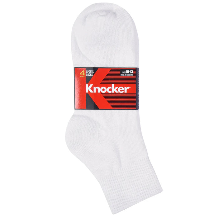 4 Pairs Men Running Socks Athletic Sports Ankle Quarter Crew Comfort White 10-13