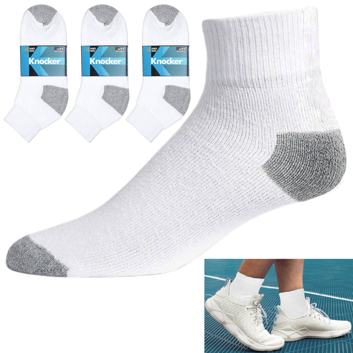 12 Pairs Running Sports Socks Quarter Ankle Low Cut Crew Mens Womens White 9-11