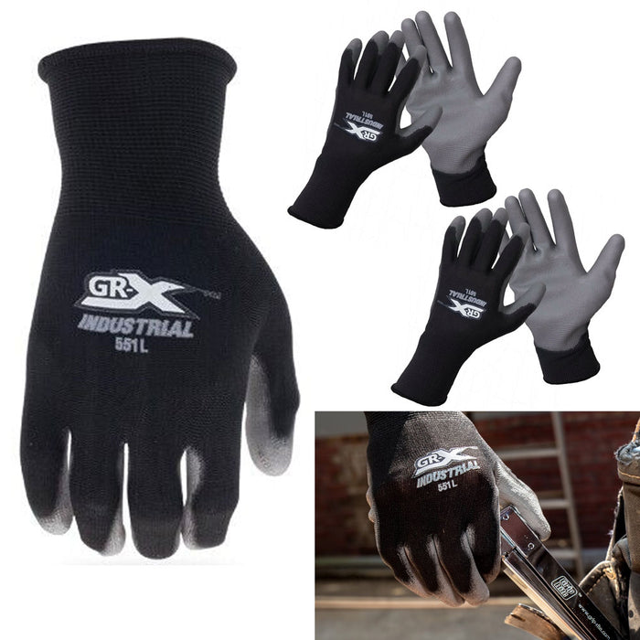 2 Pairs Thin PU Coated Palm Work Gloves Industrial Work Protect Hands Safety L