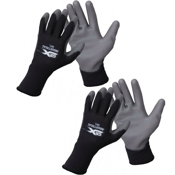 2 Pairs Thin PU Coated Palm Work Gloves Industrial Work Protect