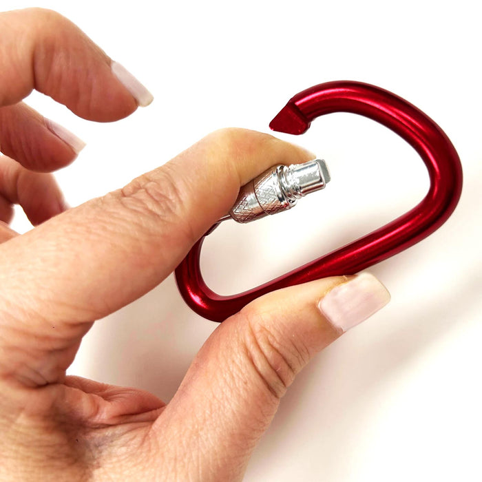 2 Pack Aluminum Locking Carabiner 2 5/8" Lightweight D Ring Screw Lock Keychain