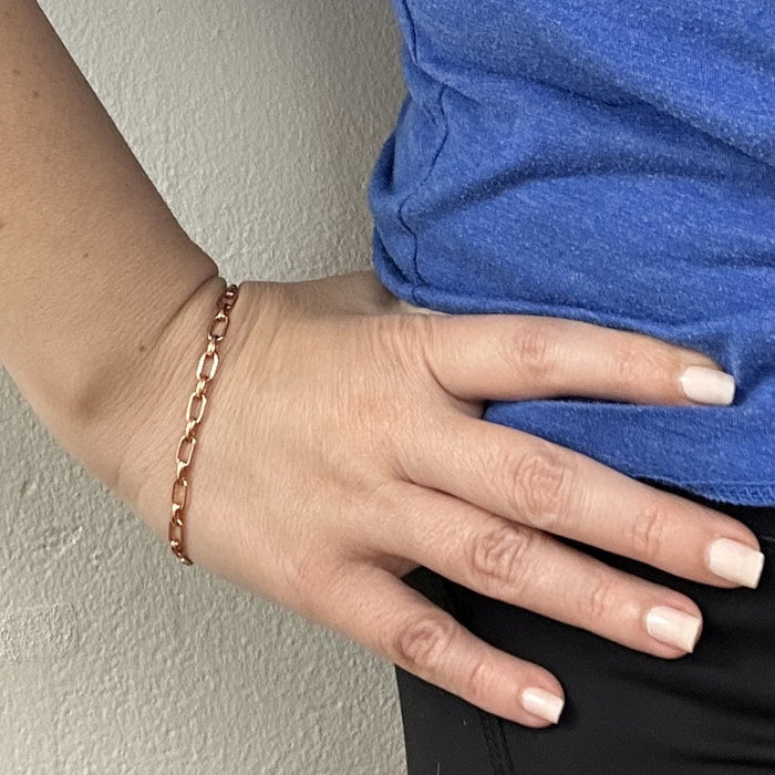 1 Pure Copper Link Bracelet Chain Men Women Adjustable Handmade Wellness Jewelry