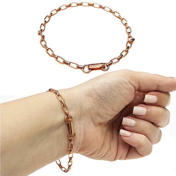 1 Pure Copper Link Bracelet Chain Men Women Adjustable Handmade Wellness Jewelry