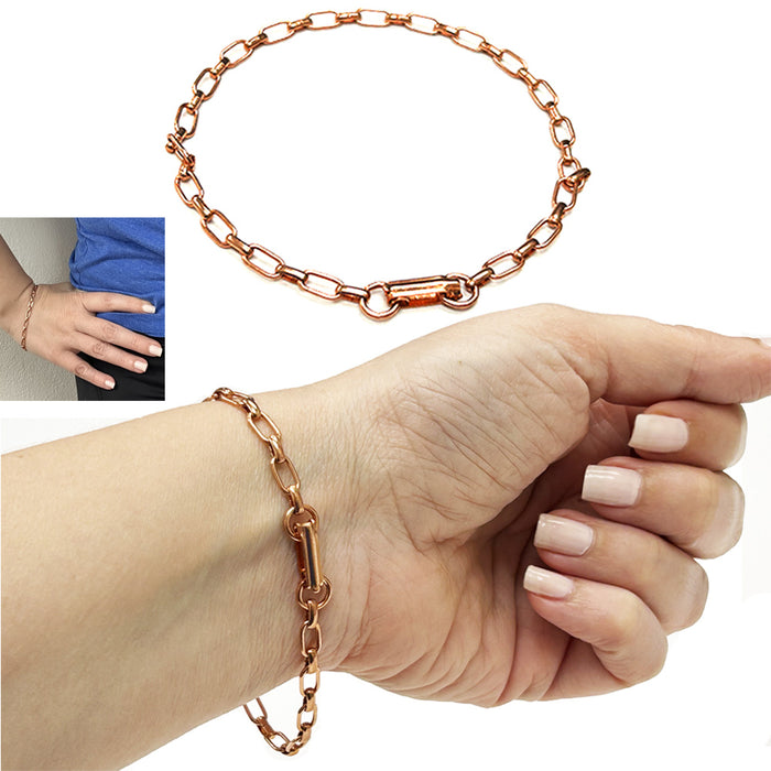 1 Pure Copper Link Bracelet Chain Men Women Adjustable Handmade Wellness Jewelry