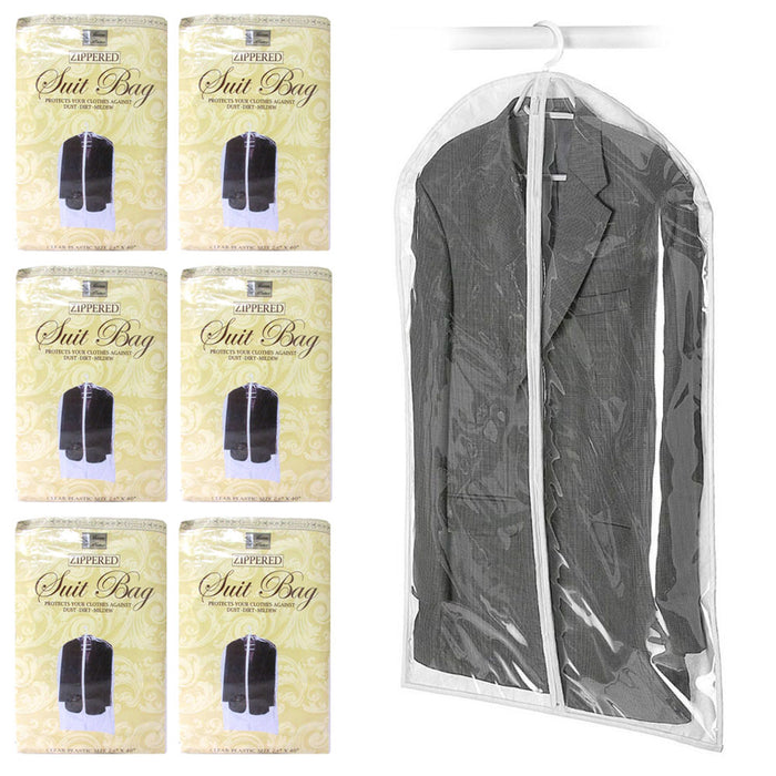 6 Plastic Clear Dust Proof Cover Suit Dress Garment Bag Storage Protect 24"x40"