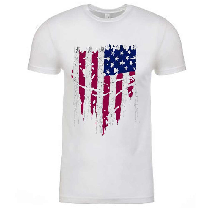 Mens American Flag T-Shirt Distressed Tee 4th July Patriotic USA Vintage White S