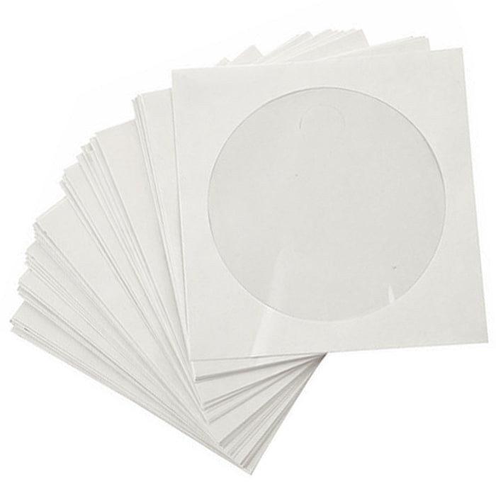 100 Pc Heavy Paper Envelopes Disc CD DVD Sleeves Flap Clear Window Storage White