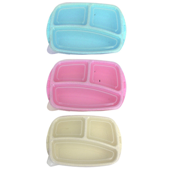 6 Large 3 Compartment Food Storage Containers Heavy Duty Divided BPA Free W/ Lid