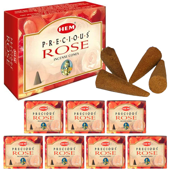 80 Ct Backflow Incense Burner Cones Hem Precious Rose Scent Smoke Natural Flower