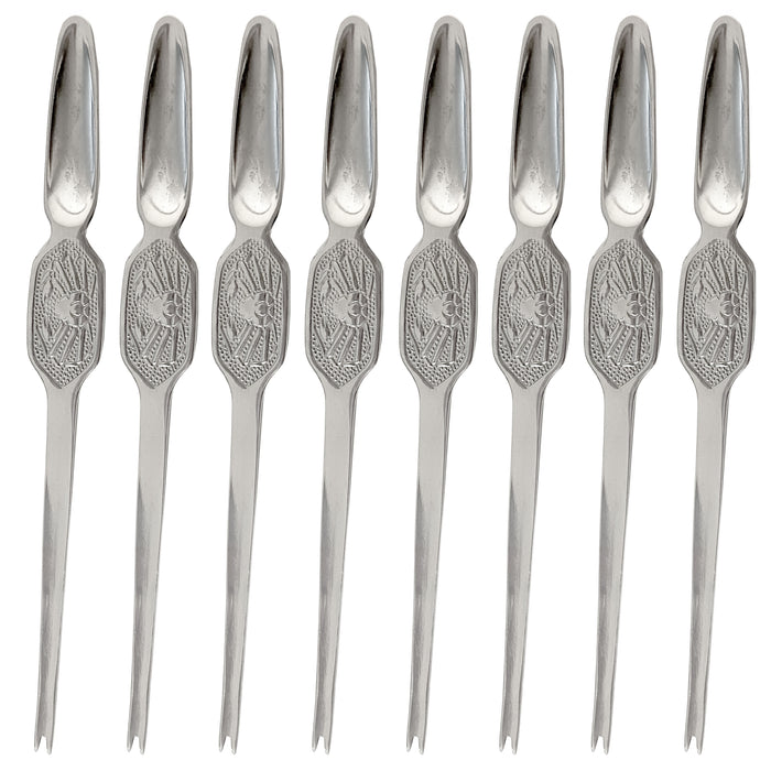 8 X Lobster Seafood Crab Shellfish Forks Pick Scoop Spoon Oyster Stainless Steel