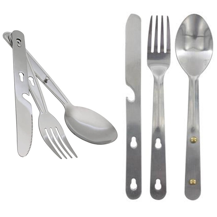 1 Set 3 in 1 Camping Cutlery Stainless Steel Eating Utensil Fork Knife Spoon