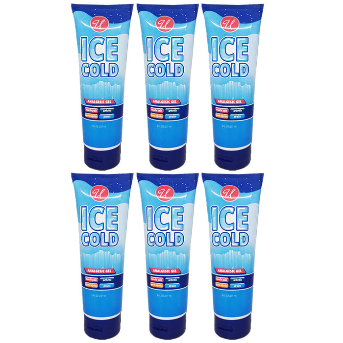 6 Menthol Pain Relieving Ice Analgesic Gel Tube Muscle Rub Cream Sore Joint 8 Oz