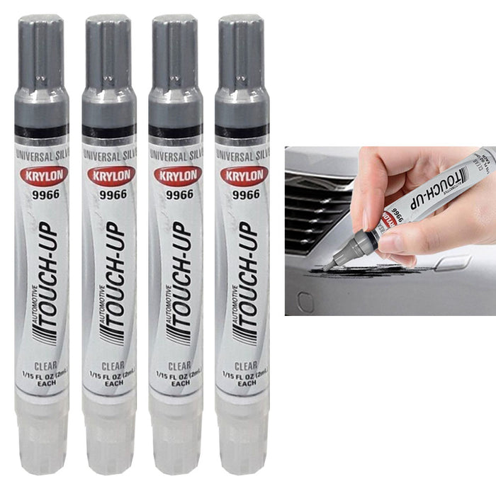 4 Universal Silver and Clear Paint Pen Auto Touch Up Car Scratch Repair Marker