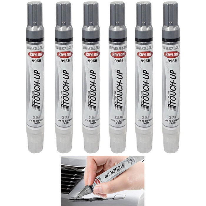 6 Auto Touch Up Paint Marker Pen Universal Silver And Clear Car Scratch Repair