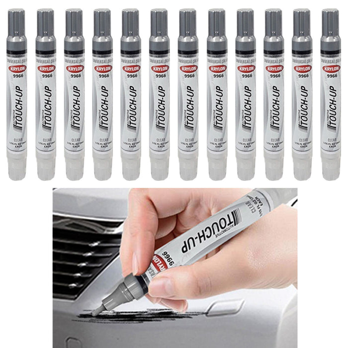 12 Car Touch Up Paint Pen Marker Scratch Repair Coat Universal Silver And Clear