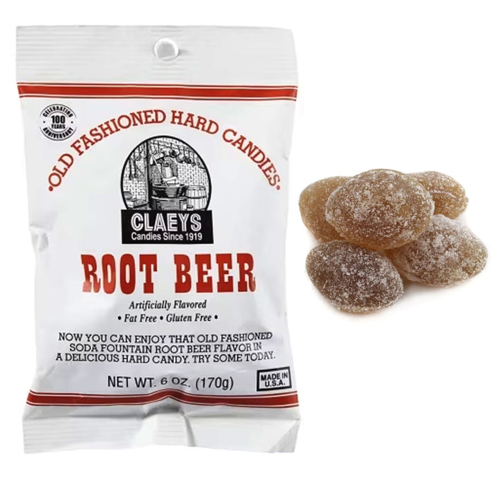 1 Bag Claeys Sanded Candy Drops Root Beer Hard Candies Old Fashioned Flavor 6oz