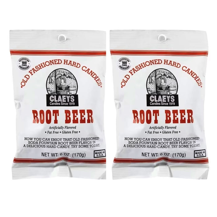 2 Bags Claeys Root Beer Sanded Candy Drops Hard Candies Natural Gluten Free 6oz