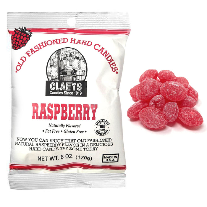 1 Bag Claeys Raspberry Hard Candy Old Fashioned Natural Drops Flavor Candies 6oz