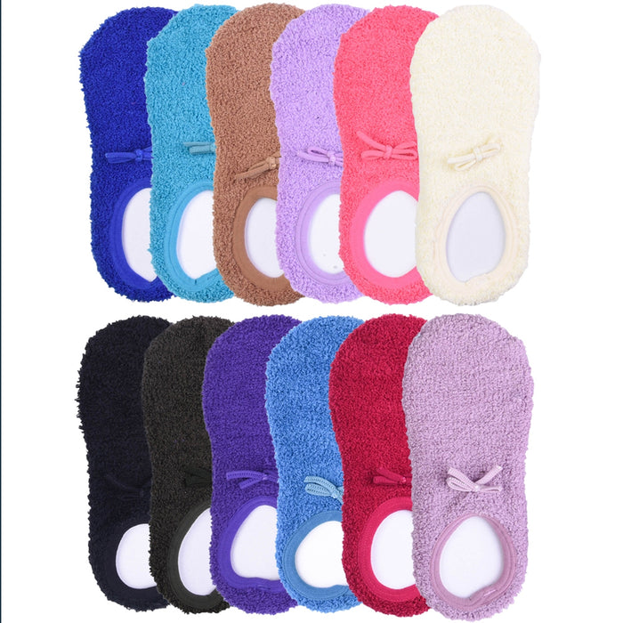 2 Pairs Womens Fuzzy Boat Socks Slippers Non-Slip Cozy Plush Foot Footies 9-11