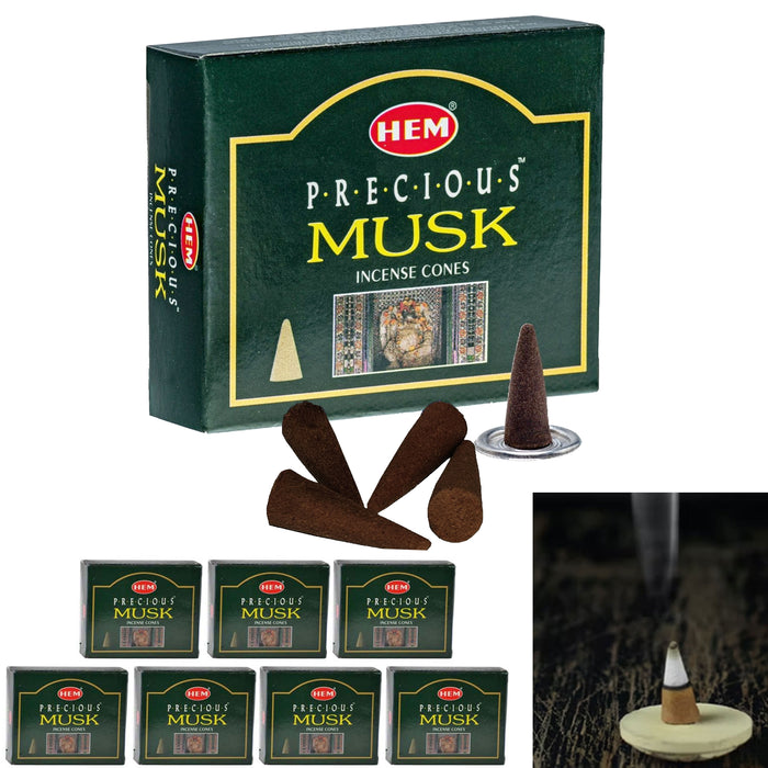80 Hem Musk Scent Incense Cones Backflow Bullet Burner Smoke Tower Natural Aroma