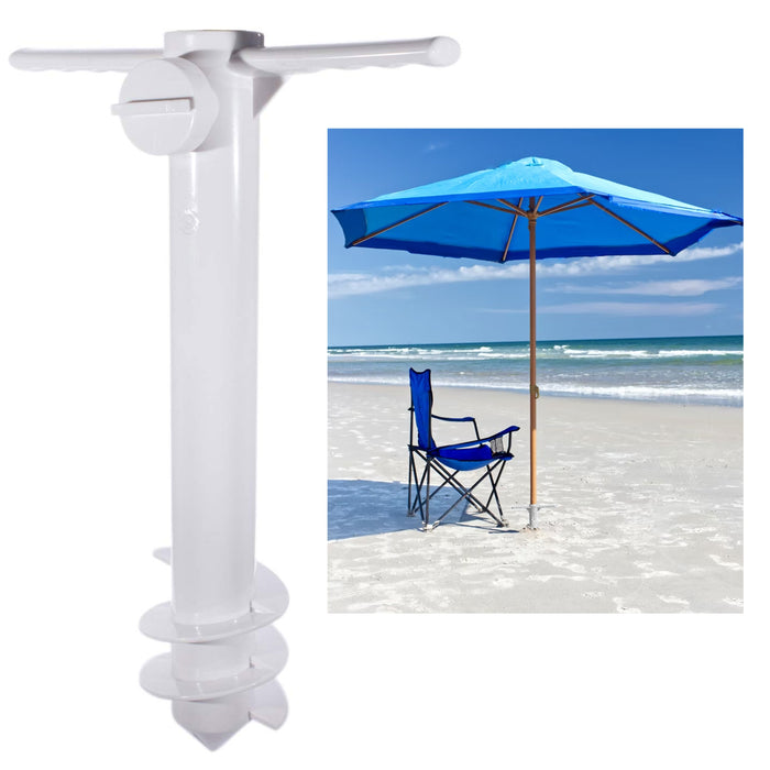 2 X Heavy Duty Ground Spike Beach Umbrella Anchor Flag Holder Spiral Stake Stand