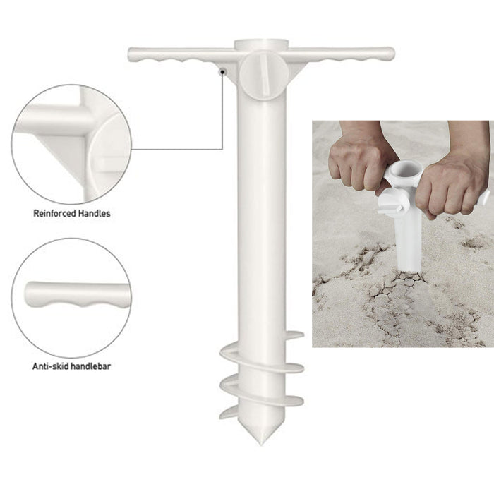 2 X Heavy Duty Ground Spike Beach Umbrella Anchor Flag Holder Spiral Stake Stand