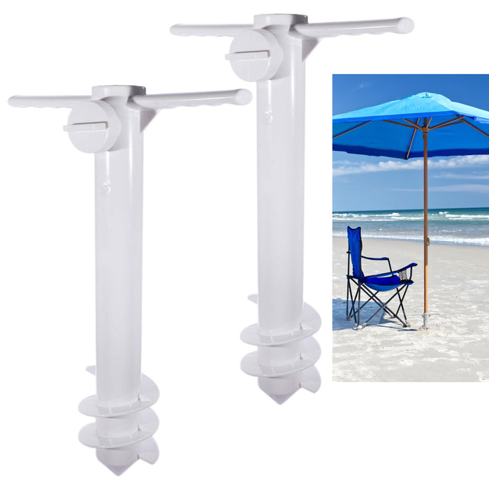 2 X Heavy Duty Ground Spike Beach Umbrella Anchor Flag Holder Spiral Stake Stand